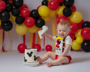 Disney Mickey Mouse theme cake smash first birthday