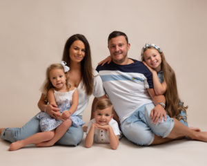 Mum, dad, two daughters and a son, family photograph