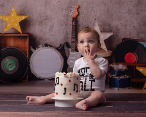 Little Rockstar first birthday cake smash